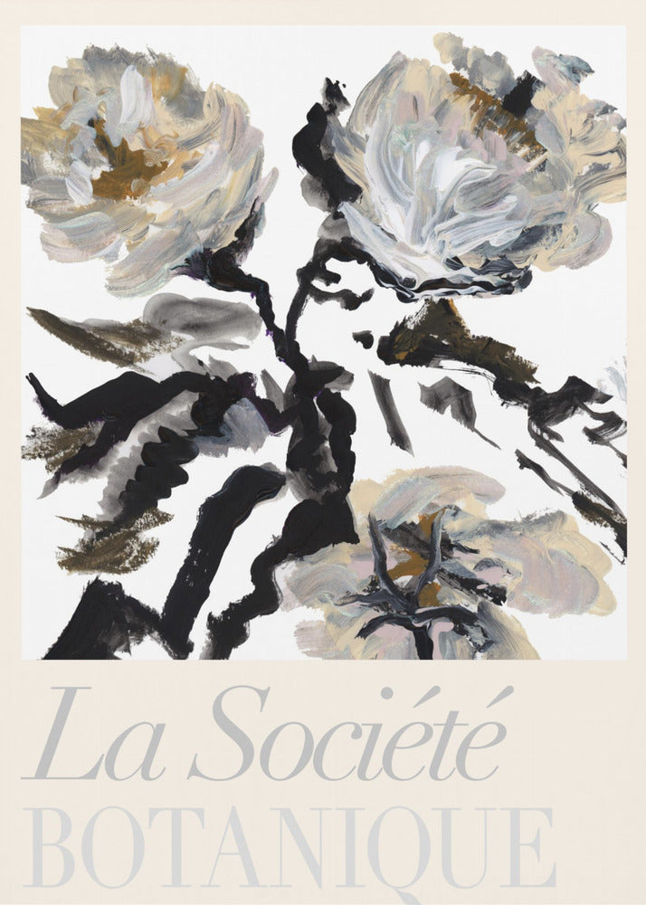 La Société Botanique Black, White and Cream Flowers | Poster