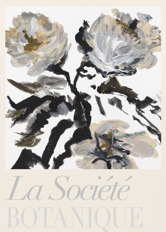 La Société Botanique Black, White and Cream Flowers | Canvas