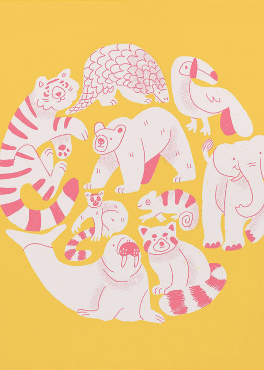 Yellow Animal Collage | Canvas