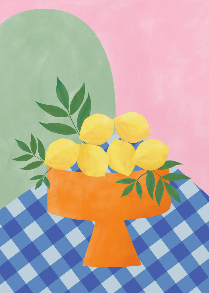 Yellow Lemons with Green Leaves | Canvas