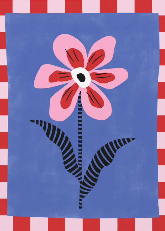 Flower with Pink Petals and Striped Leaves | Canvas