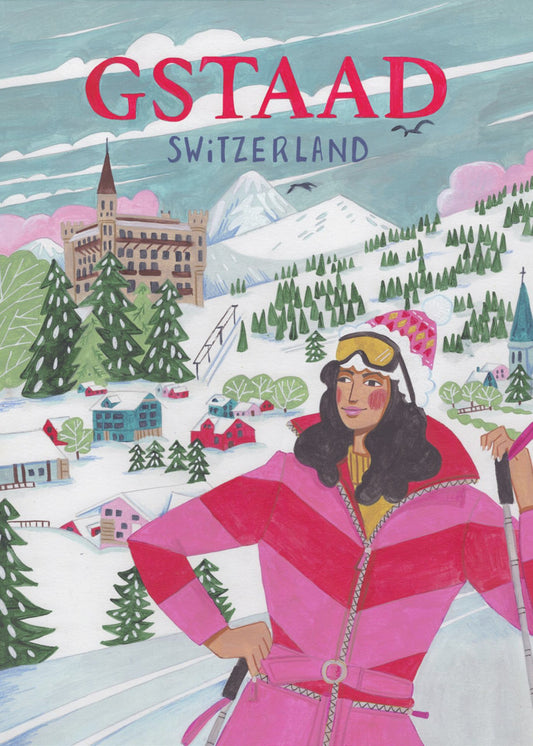 Travel Poster Woman in Gstaad, Switzerland | Canvas