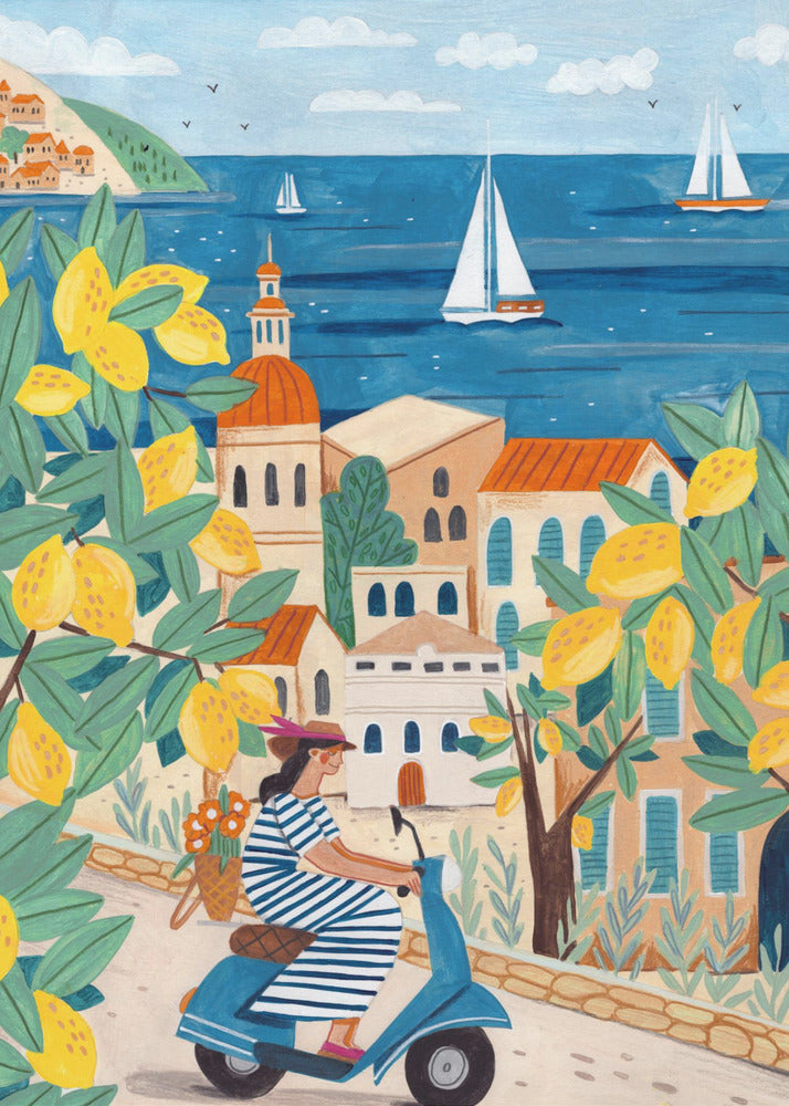 Travel poster woman on the Amalfi coast, Italy | Poster