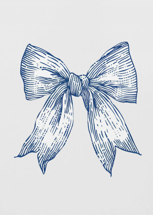 Dark Blue Coastal Striped Bow | Canvas