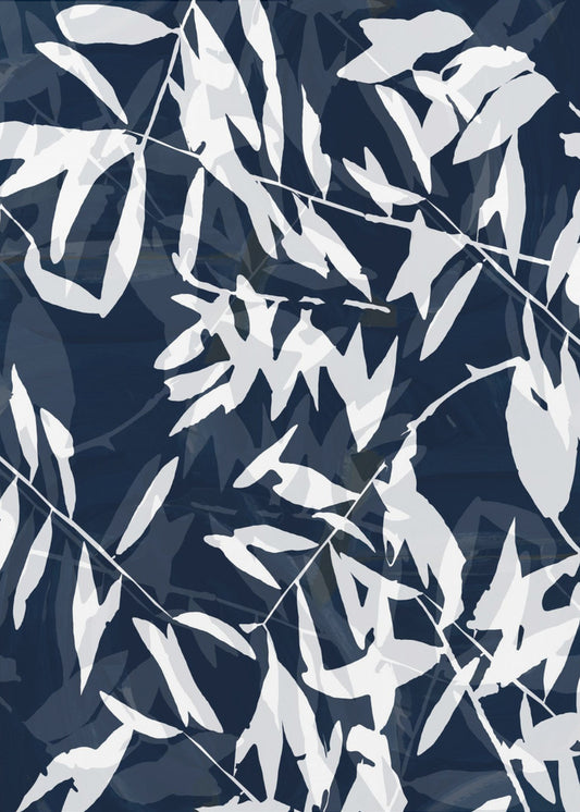 Navy White Bamboo 1 | Canvas