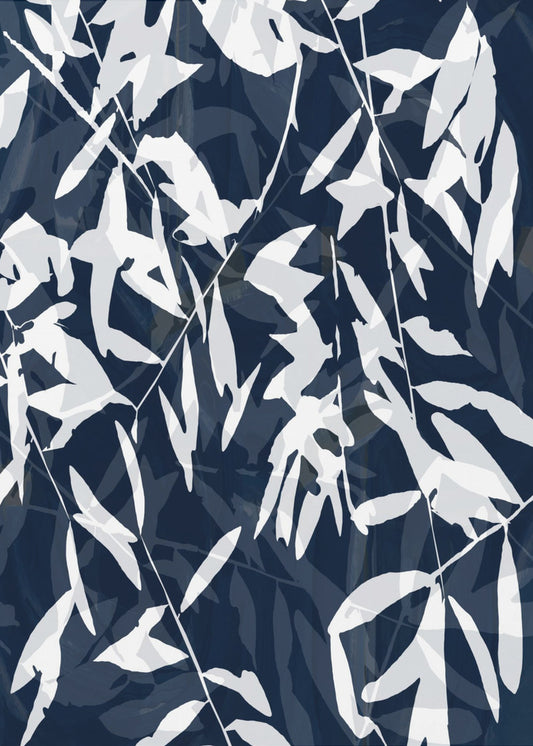 Navy White Bamboo 2 | Canvas