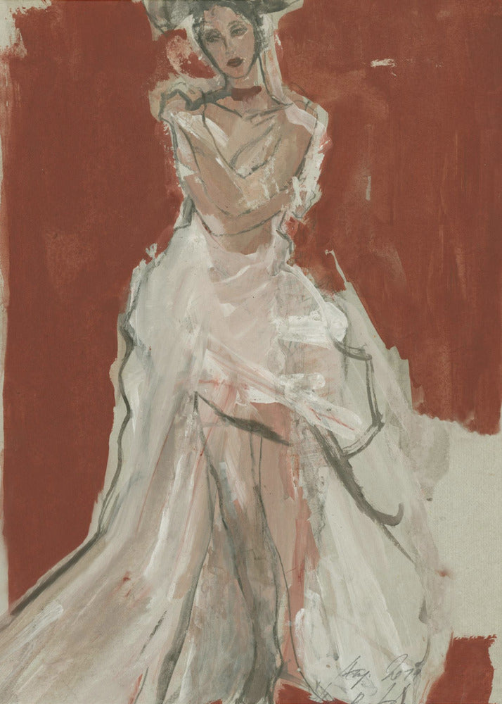 Stylish Woman in a Flowing White Dress | Poster