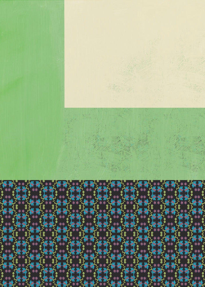 Pastel green and nyonya pattern collage | Canvas
