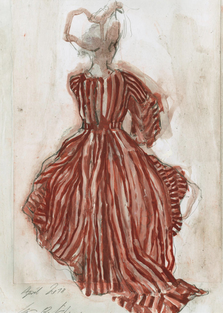 Woman In A Red Striped Dress | Poster