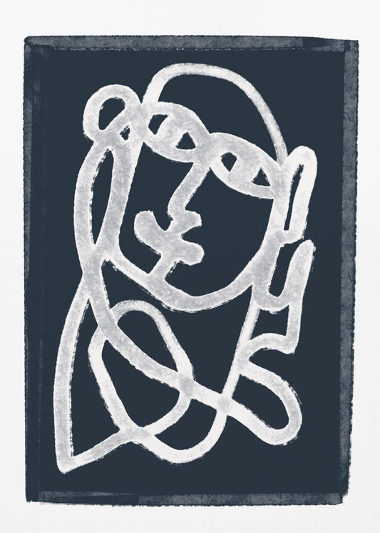 Navy Abstract Line Drawing | Poster