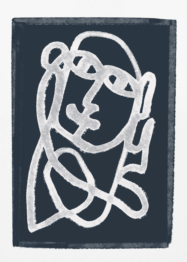 Navy Abstract Line Drawing | Canvas