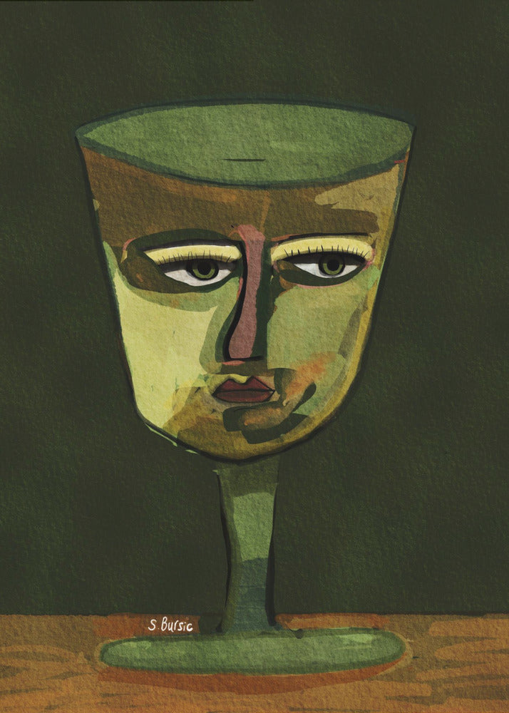 Wine Glass Lady green | Canvas