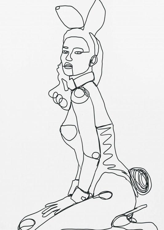 Line Drawing of Bunny Lady | Canvas
