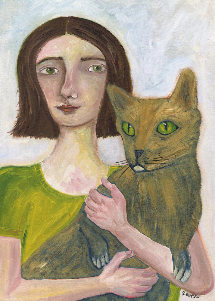 Cat Lady with Greenish Cat | Poster