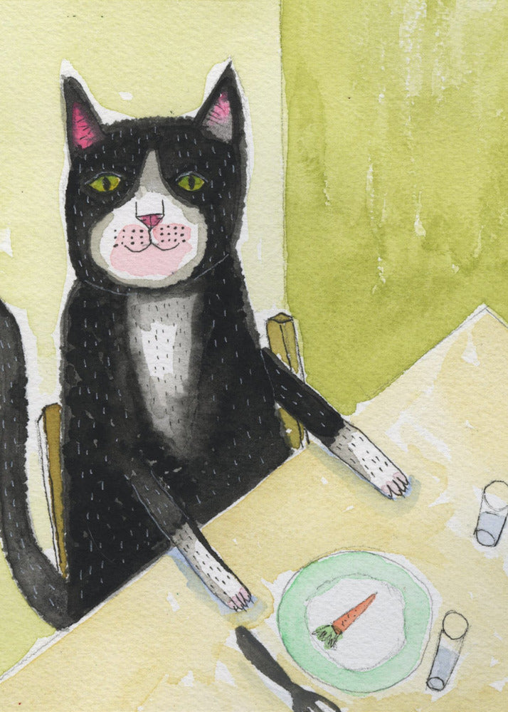 Cat having dinner | Poster