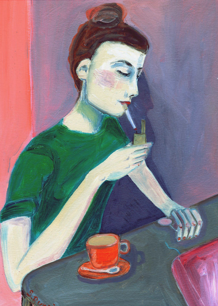 Lady lighting cigarette | Poster