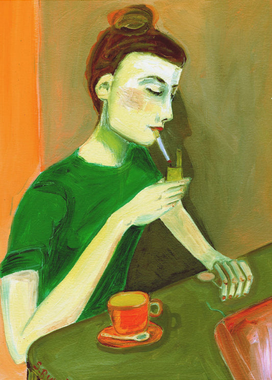 Lady lighting cigarette | Poster