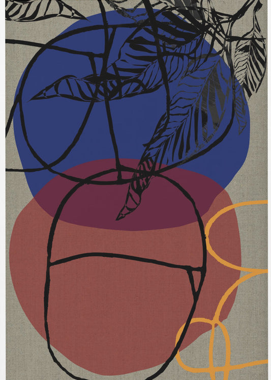 Woodblock Leaf Purple Blue Red Abstract 3 Final | Poster