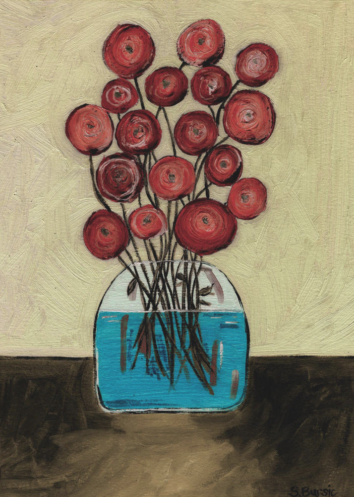 Poppies in Vase Tan | Poster