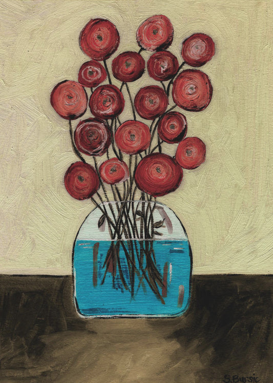 Poppies in Vase Tan | Canvas