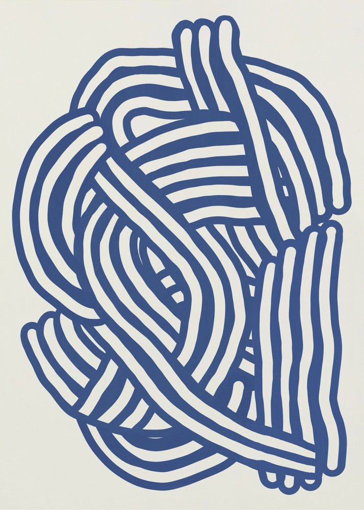 Line art organic shape in blue | Poster