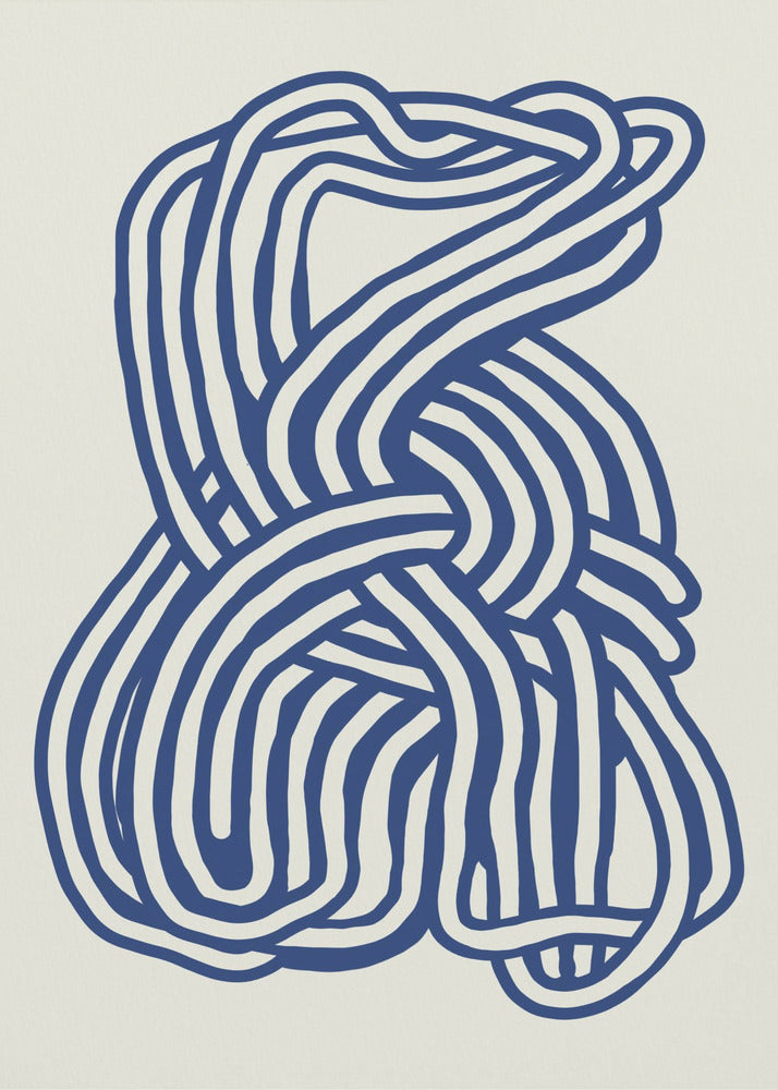 Line art organic shape in blue 02 | Canvas