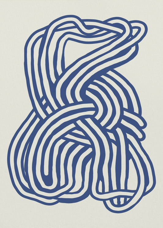 Line art organic shape in blue 02 | Canvas