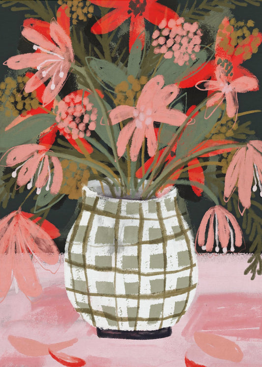 Petals in Patterned Vase | Canvas