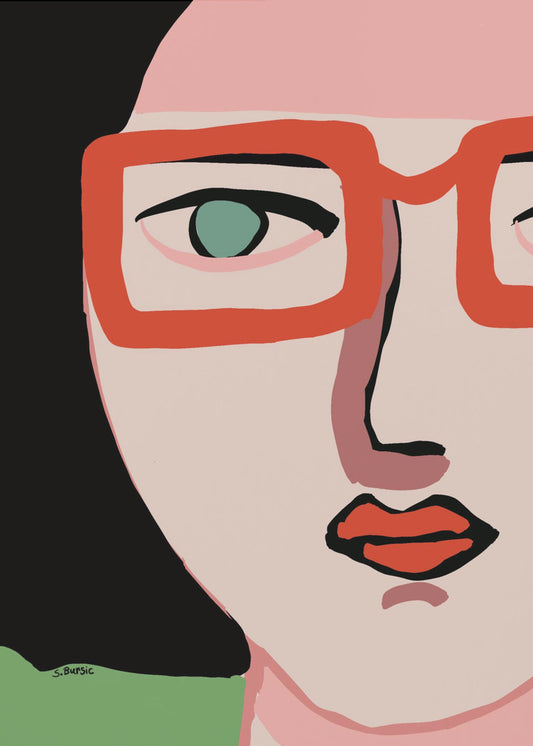 Lady with red glasses | Canvas