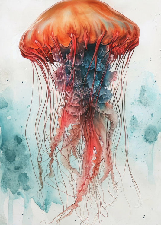Animal Watercolor Art Medusa Sea Life | Poster
