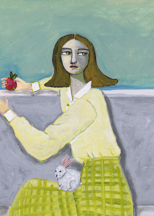 Lady Sitting with Rabbit | Poster