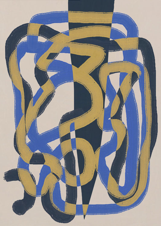 Abstract line deco blue and yellow | Canvas