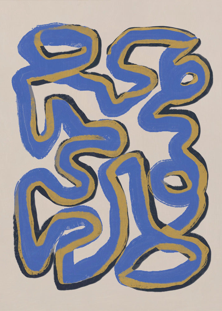Intertwined Blue And Ochre Lines | Poster