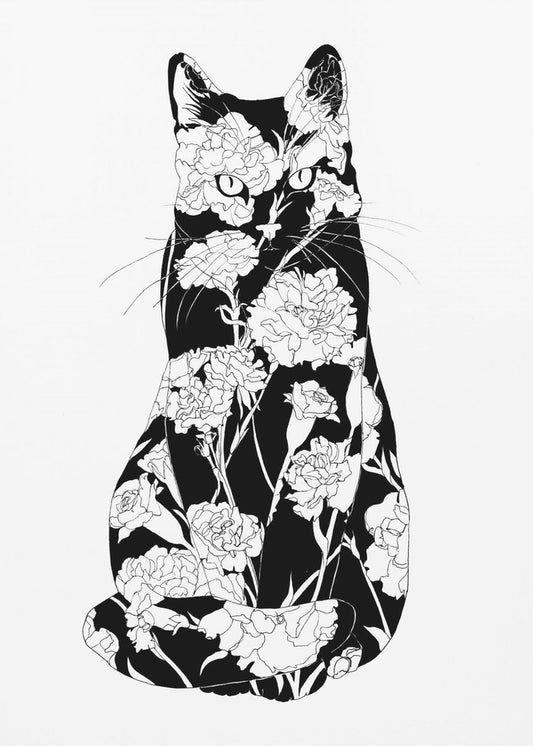 Carnation Cat Original | Canvas