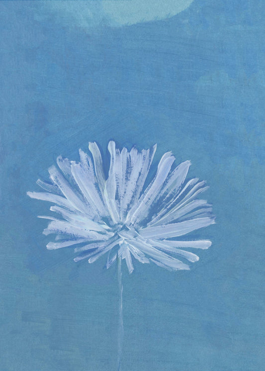 White Flower On Blue Background | Canvas