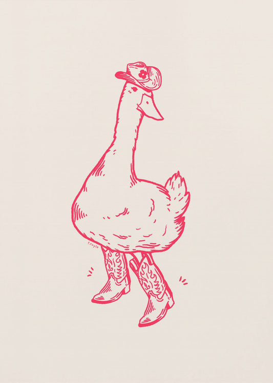 Duck wearing Western Boots in pink | Canvas