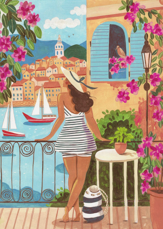Travel poster woman in Saint-Tropez, France | Poster