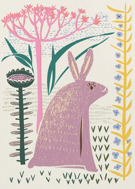Block print lilac bunny | Canvas