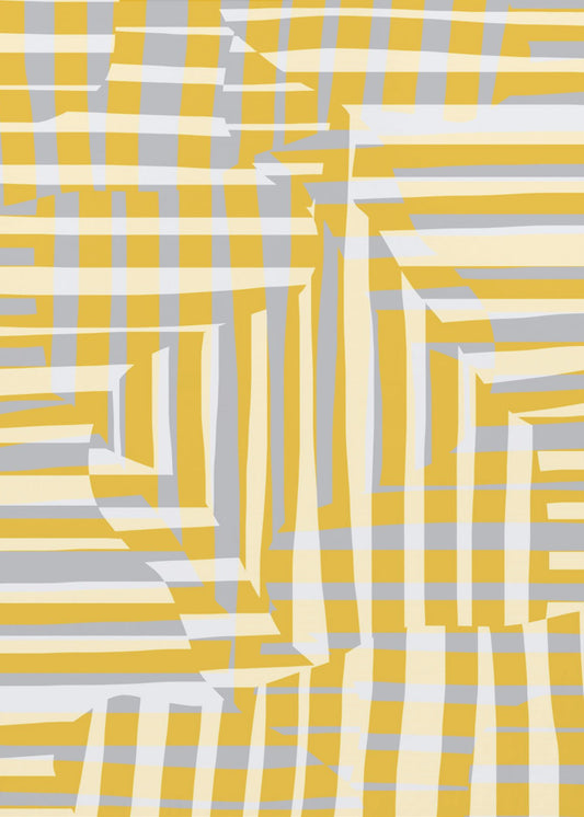 Yellow line and stripe with grey variation | Poster