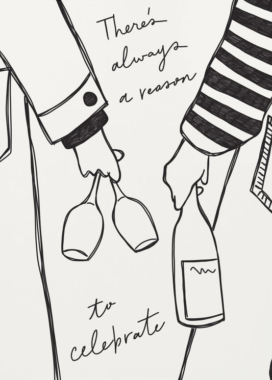 Woman holding wine bottle and wine glass (Black &amp; White) - Wine Vin Femme Noir et Blanc | Poster