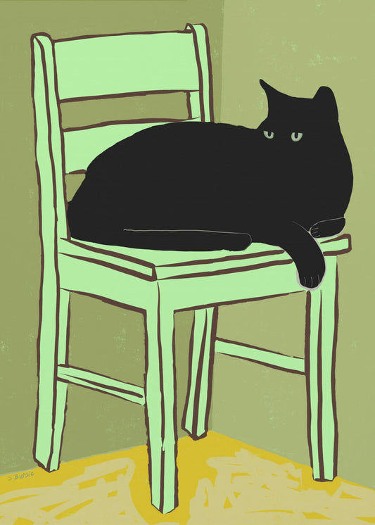 Black cat on chair | Canvas
