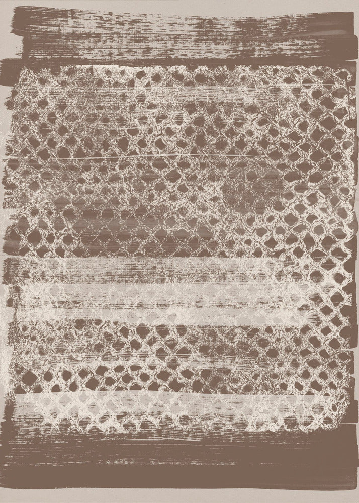 Neutral Pattern. White monotype texture on brown. | Poster