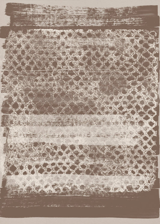 Neutral Pattern. White monotype texture on brown. | Poster