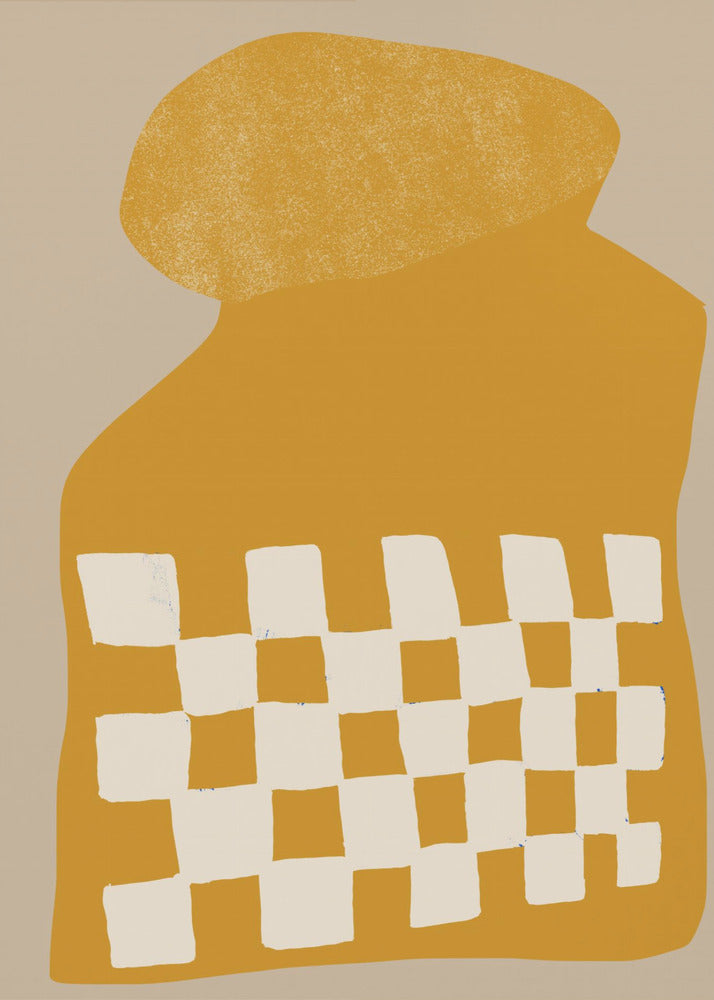 Golden Checkered Form | Canvas