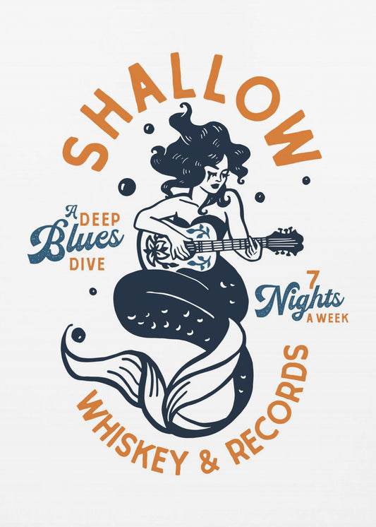 Shallow Whiskey &amp; Records Dive Bar Music Mermaid | Poster