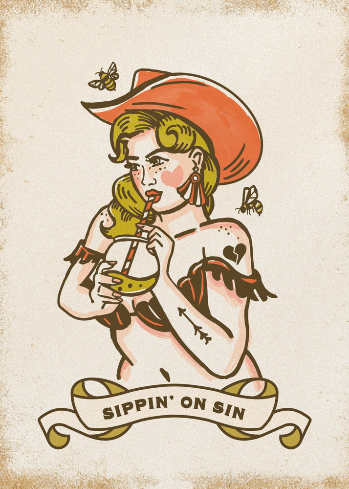 Sippin On Sin Cute &amp; Sassy Cowgirl Art | Poster