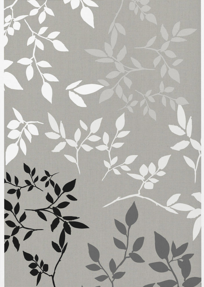 White Grey Black Leaves On Linen 1 | Poster