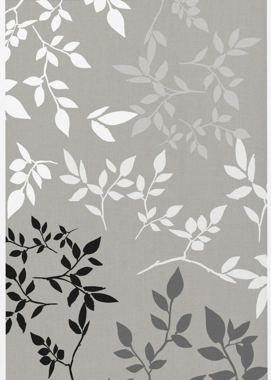 White Grey Black Leaves On Linen 1 | Canvas