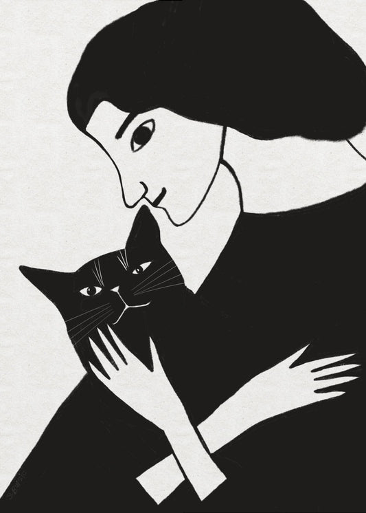 Cat Lady with Black Cat | Poster