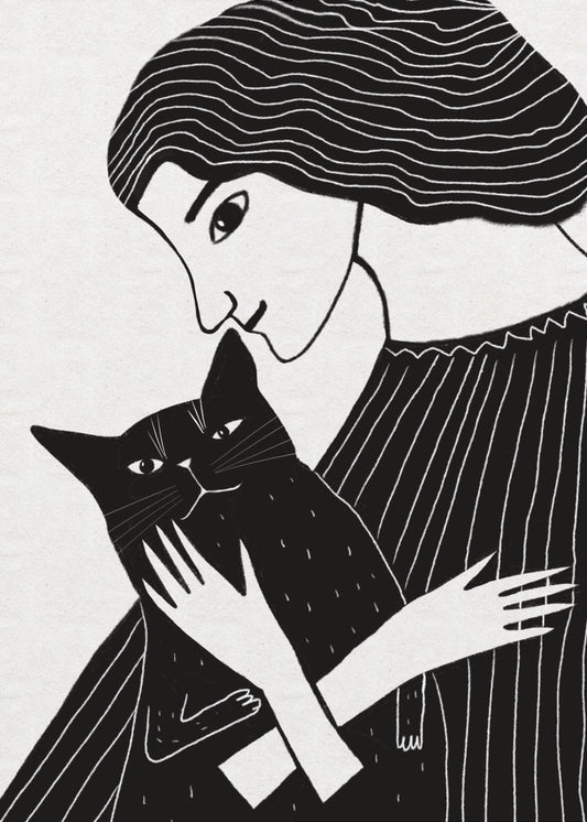 Cat Lady with Black Cat | Poster